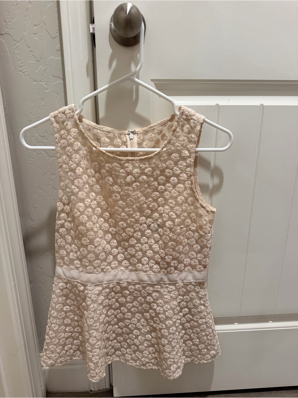 Banana Republic Girls Cream Textured Peplum Dress